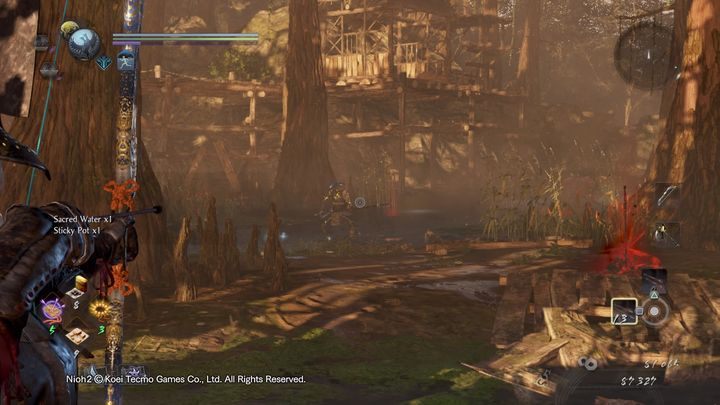 Kill human enemies at the top, then you will find a large chest on the left and an item to collect on the right - NiOh 2: The Sun Sets On Mount Tenno walkthrough - Main missions - NiOh 2 Guide
