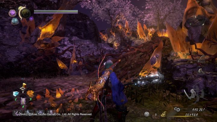 Pray at the shrine, then follow the roots up - NiOh 2: Cherry Blossom Viewing in Daigo walkthrough - Main missions - NiOh 2 Guide