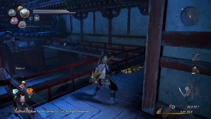 After picking it up, jump down and walk to the gap that is next to the ladder - NiOh 2: The Mausoleum of Evil walkthrough - Main missions - NiOh 2 Guide