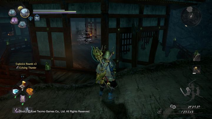 After defeating the enemy, go around the building and you will find a Kodama - NiOh 2: The Mausoleum of Evil walkthrough - Main missions - NiOh 2 Guide