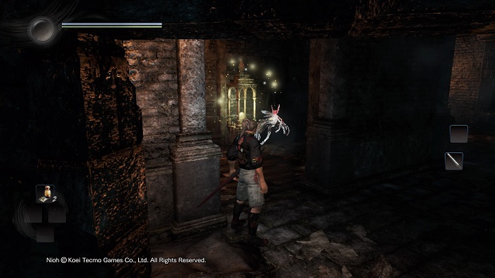 You can ascend straight to the second floor, but take some time and enter the first one - The Man with the Guardian Spirit | Main missions - Main missions - NiOh Game Guide