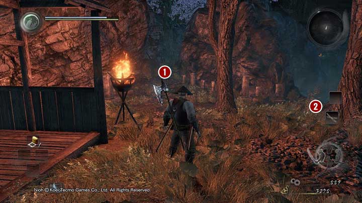 Skip the Shrine for now, and check if the ladder is active - Isle of Demons part 1 | Main missions - Main missions - NiOh Game Guide