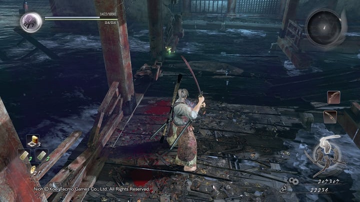 After defeating the Yoki and collecting the treasure you can head towards the bridge on which you were attacked by the samurai - The Ocean Roars Again | Main missions - Main missions - NiOh Game Guide