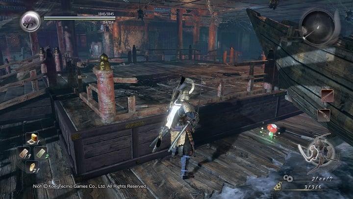 In front of you, behind the platform presented in the picture, you can find another Kodama - The Ocean Roars Again | Main missions - Main missions - NiOh Game Guide