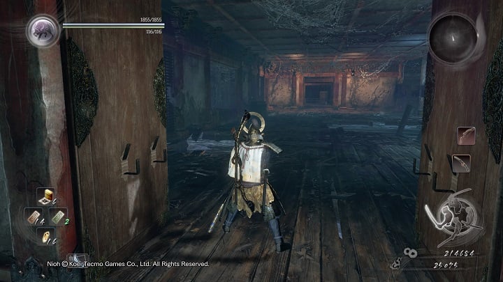 Jump down, use the Shrine and follow the only available path that leads to the door - The Ocean Roars Again | Main missions - Main missions - NiOh Game Guide
