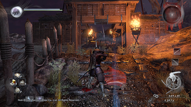 Watch out for the boulder that will roll towards you - Spider Nest Castle | Main missions - Main missions - NiOh Game Guide