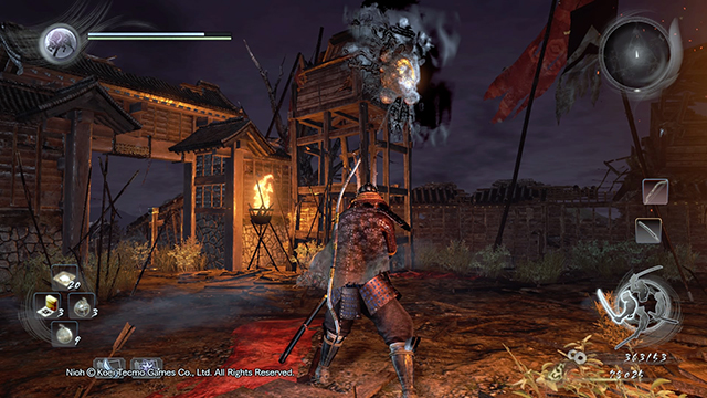 The cocoon is located on a tower - Spider Nest Castle | Main missions - Main missions - NiOh Game Guide