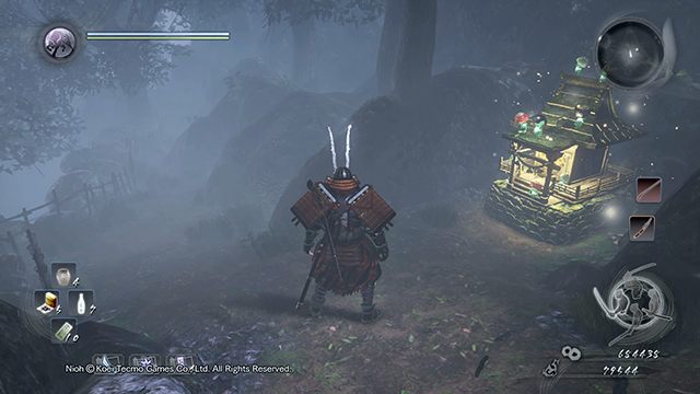 The mission starts near a shrine - Memories of Death Lilies | Main missions - Main missions - NiOh Game Guide