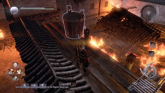Drop the barrel in order to put down the fire - Immortal Flame | Main missions - Main missions - NiOh Game Guide