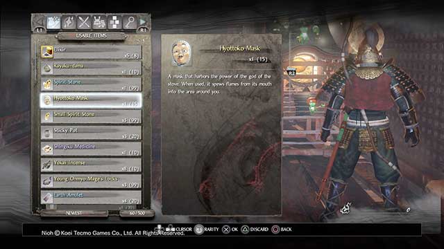 Hyottoko mask is one of the more interesting items - Usable items and mission items | Equipment - Equipment - NiOh Game Guide