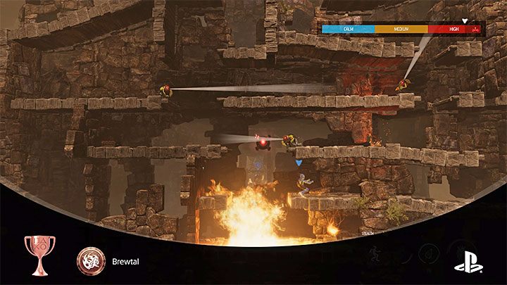 Select a Brew Bottle from your inventory and throw it into the fire when the Slig is passing by next to it - Oddworld Soulstorm: Trophies/Achievements - list - Appendix - Oddworld Soulstorm Guide