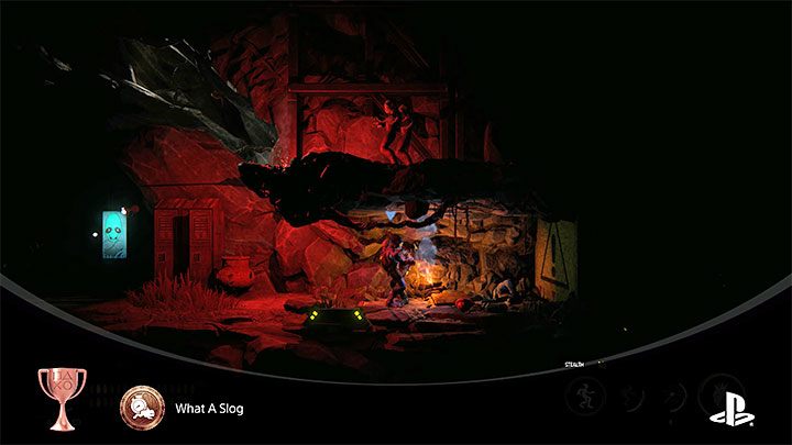 In this mine, we can initiate our escape and block the passage behind us to trap the Slogs - Oddworld Soulstorm: Trophies/Achievements - list - Appendix - Oddworld Soulstorm Guide
