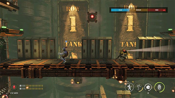 After using the control panel, go to the first location with lockers and a Slig patrolling this area - Oddworld Soulstorm: Reaching the Fueling Tower, Phat Station - walkthrough - 6: Phat Station - Oddworld Soulstorm Guide