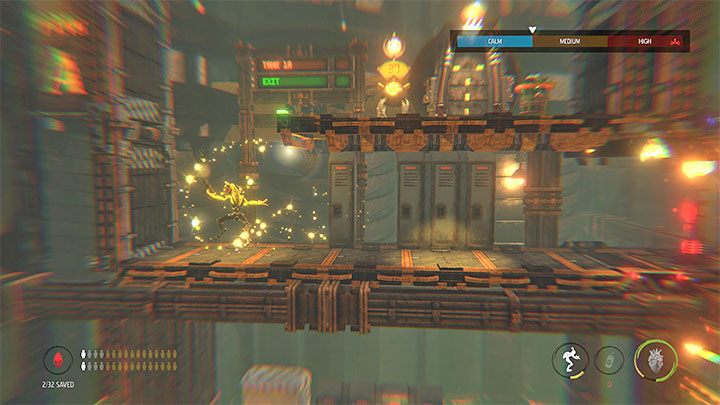 Carefully return to the top by jumping to the bars - remember that you can double jump - Oddworld Soulstorm: Reaching the Fueling Tower, Phat Station - walkthrough - 6: Phat Station - Oddworld Soulstorm Guide