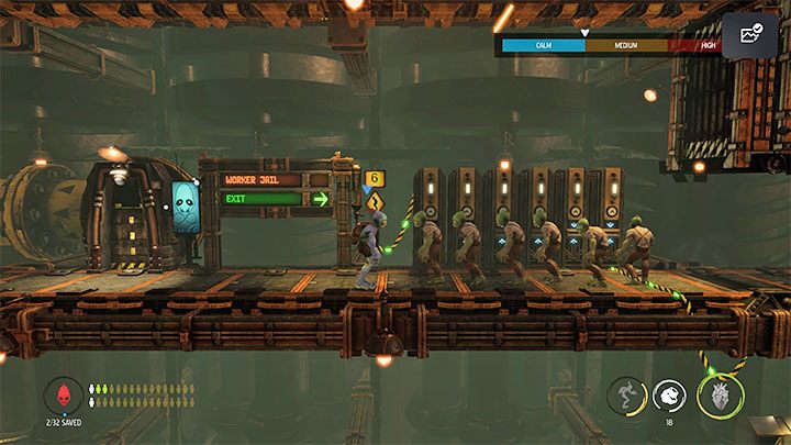 We return with the Mudokons to the starting area and use the Work Whistle to make them work and give them orders to use the posts here - Oddworld Soulstorm: Reaching the Fueling Tower, Phat Station - walkthrough - 6: Phat Station - Oddworld Soulstorm Guide