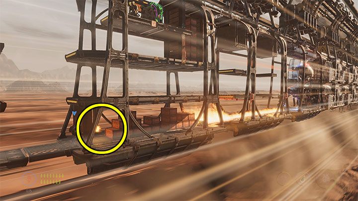 The rocket fire will be initiated while you're still making your way towards the boss - the giant mech - Oddworld Soulstorm: Slig Mama boss fight, The Hijack - walkthrough - 7: The Hijack - Oddworld Soulstorm Guide