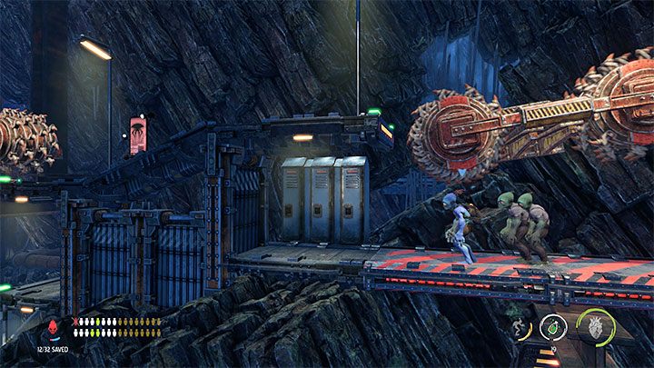 Return to the Mudokons and resume moving down the main path - Oddworld Soulstorm: Bypassing security, Necrum - walkthrough - 10: Necrum - Oddworld Soulstorm Guide