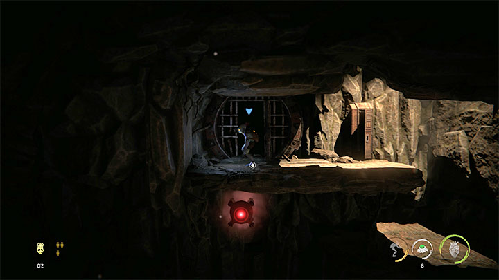 The exit from the mine is at the top left - Oddworld Soulstorm: Freeing pinned-down Mudokons, the Ruins - walkthrough - 2: The Ruins - Oddworld Soulstorm Guide