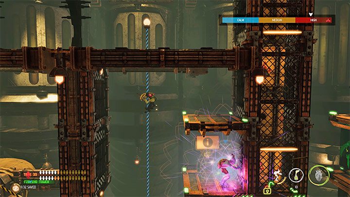 Wait for Slig to show up here - Oddworld Soulstorm: Crossing the Tank Row 3D, Phat Station - walkthrough - 6: Phat Station - Oddworld Soulstorm Guide