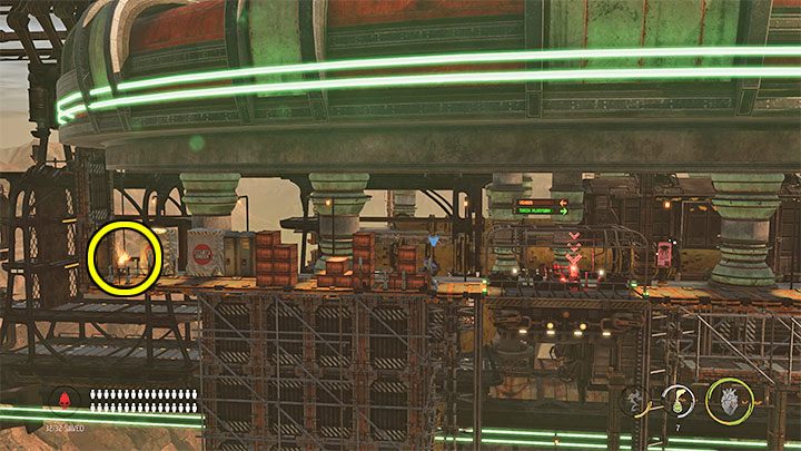 Climb to the platform above and set it in motion - Oddworld Soulstorm: Reaching the top of the Fueling Tower, Phat Station - walkthrough - 6: Phat Station - Oddworld Soulstorm Guide