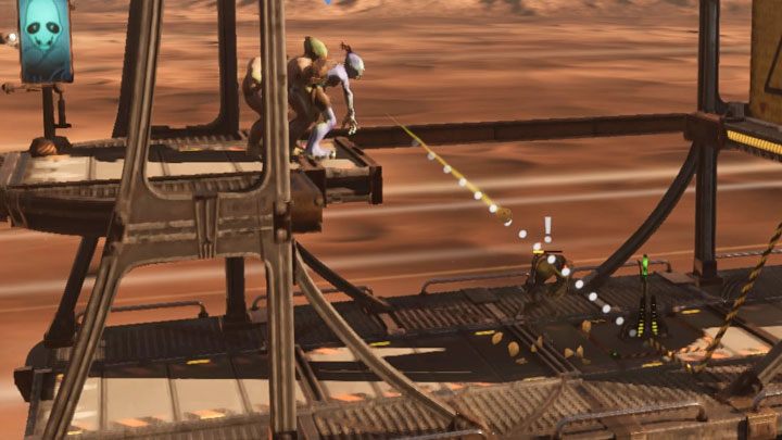 Soon after entering the new area, we will find the first vending machine that allows you to renew rock candy supplies for free - Oddworld Soulstorm: Freeing Mudokons from the cars, the Hijack - walkthrough - 7: The Hijack - Oddworld Soulstorm Guide