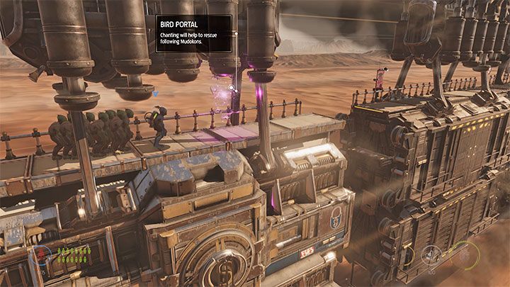 Return to the Mudokons and bring them further to the right - Oddworld Soulstorm: Slig Mama, boss fight, The Hijack - walkthrough - 7: The Hijack - Oddworld Soulstorm Guide