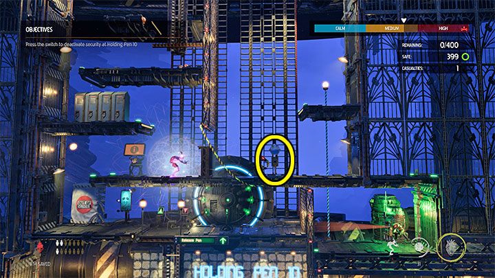 After the Mudokons escape, we use possession on any of the Sligs - Oddworld Soulstorm: Holding Pen 10-6, Escape - guide - 13: Escape - Oddworld Soulstorm Guide
