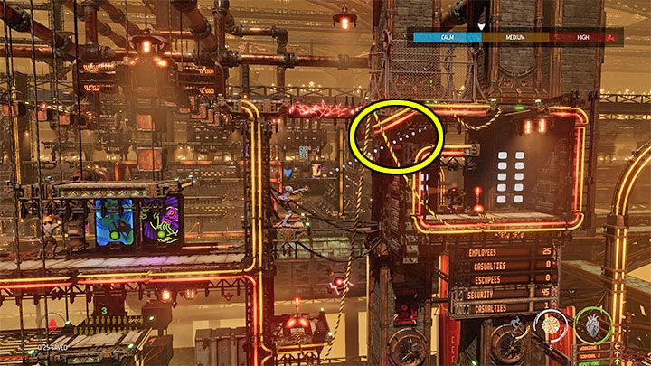 The platform will not be able to go further, and it will be necessary to examine the area on the left of it - Oddworld Soulstorm: Unlocking the platform in Workzone 1, Feeco Depot - walkthrough - 14: Feeco Depot - Oddworld Soulstorm Guide