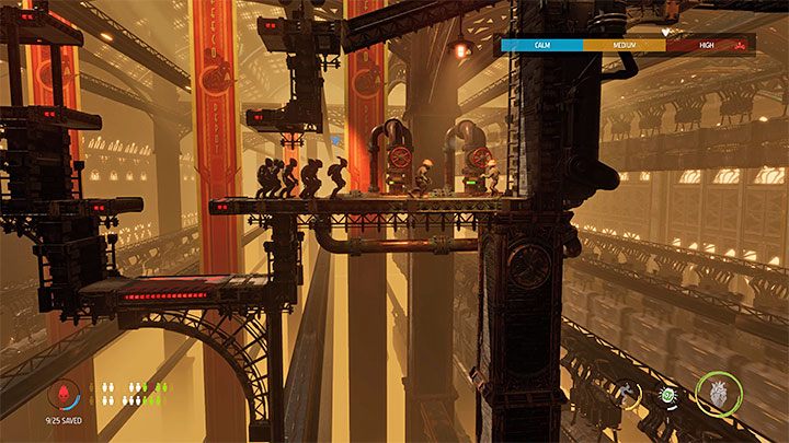 In the right part of the described location again you have to watch out for at least 1 sniper and for trains that use the second railway crossing - Oddworld Soulstorm: Going through Workzone 2, Feeco Depot - walkthrough - 14: Feeco Depot - Oddworld Soulstorm Guide