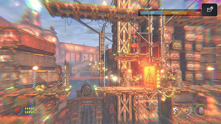 Destroying the tank activates the Guard Post located below it - Oddworld Soulstorm: Reaching the Security Station by crane, The Yards - walkthrough - 15: The Yards - Oddworld Soulstorm Guide