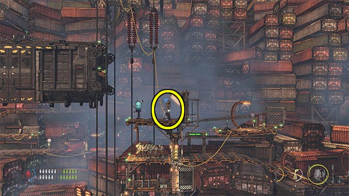 This location features a puzzle with 3 containers that Abe must solve alone - Oddworld Soulstorm: Crossing The Gantry Channel, The Yards - walkthrough - 15: The Yards - Oddworld Soulstorm Guide