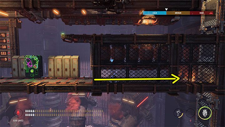 As in one of the previous locations, the next area can be accessed via narrow passage by the ceiling - Oddworld Soulstorm: Opening the 1st and the 2nd gate, Brewery - walkthrough - 16: Brewery - Oddworld Soulstorm Guide