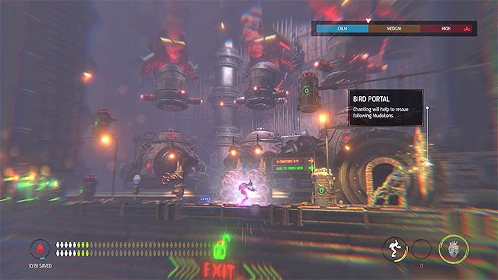 Here we defend ourselves against the Sligs coming out of the lower outposts as well as another flying Slig - Oddworld Soulstorm: Opening the 1st and the 2nd gate, Brewery - walkthrough - 16: Brewery - Oddworld Soulstorm Guide