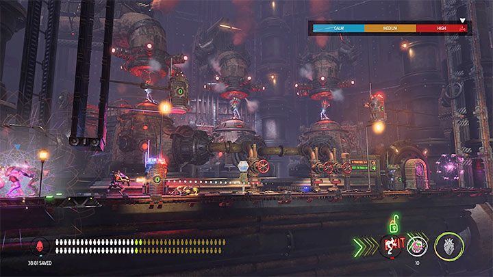 Take the elevator to the next area with Guard Houses - Oddworld Soulstorm: Opening the 3rd gate, Brewery - walkthrough - 16: Brewery - Oddworld Soulstorm Guide