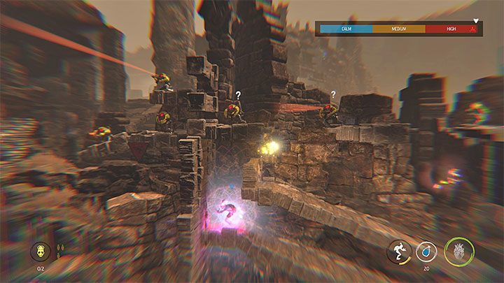 The Mudokons are being shot at by the Sligs - Oddworld Soulstorm: Freeing pinned-down Mudokons, The Ruins - walkthrough - 2: The Ruins - Oddworld Soulstorm Guide
