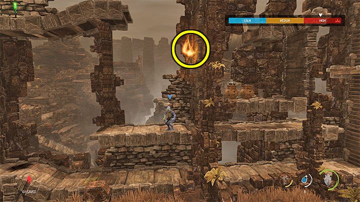В левой части руин есть полка с секретом маточного молочка (см. Прикрепленное изображение) - Oddworld Soulstorm: Escape Mollucks Blimp, the Blimp - прохождение - 3: The Blimp - Oddworld Soulstorm Guide