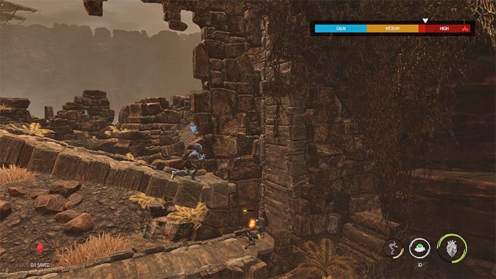 Let's quickly jump to the lower shelves on the right - Oddworld Soulstorm: Crossing the Sligs territory, The Blimp - walkthrough - 3: The Blimp - Oddworld Soulstorm Guide
