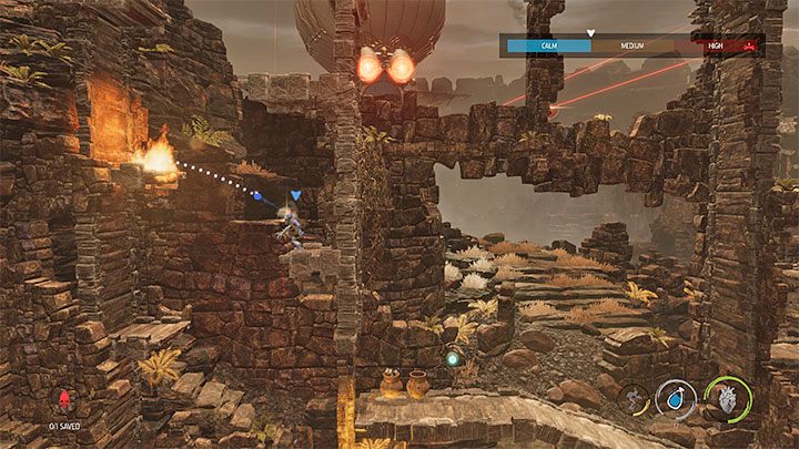 After securing the area above us, we can start climbing - Oddworld Soulstorm: Crossing the Sligs territory, The Blimp - walkthrough - 3: The Blimp - Oddworld Soulstorm Guide