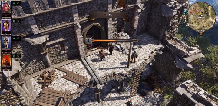 Picture No. 1. Simply teleport onto the ruined wall near the main gate of the fortress, and then drop down the ladder. - How to escape the Fort Joy? | FAQ - FAQ - Divinity: Original Sin II Game Guide