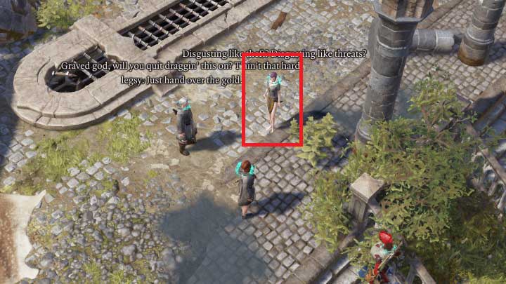 Right after you enter Fort Joy Ghetto, you will notice three NPCs talking to each other - The Shakedown / Every Mothers Nightmare | Act I - Chapter II - Fort Joy - Divinity: Original Sin II Game Guide