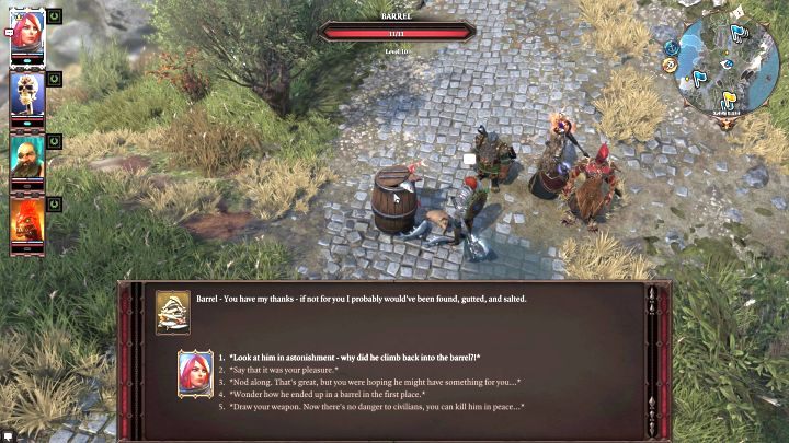 Even a conversation with a barrel can offer you new possibilities. - Starting tips | Tips & Tricks - Tips & Tricks - Divinity: Original Sin II Game Guide