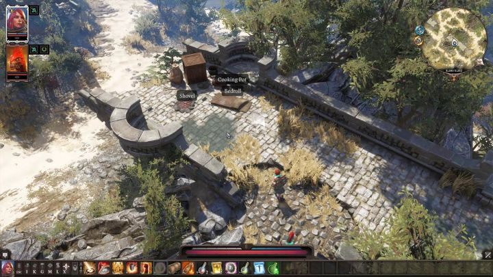 The location of a shovel and a bedroll on the aforementioned bridge. - Where to find a shovel and a bedroll? | FAQ - FAQ - Divinity: Original Sin II Game Guide