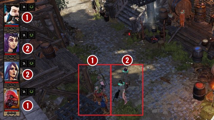 Assuming that there are four heroes in the party, you can place them in any formation, depending on who you want to place at the front - Combat in Divinity Original Sin 2 - Basics - Divinity Original Sin 2 Guide