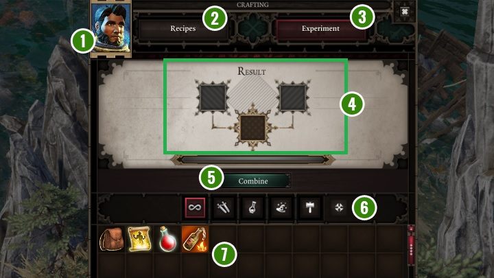 The panel shown above is used to connect equipment elements to create a completely new, typically better, item - Game Interface in Divinity Original Sin 2 - Basics - Divinity Original Sin 2 Guide