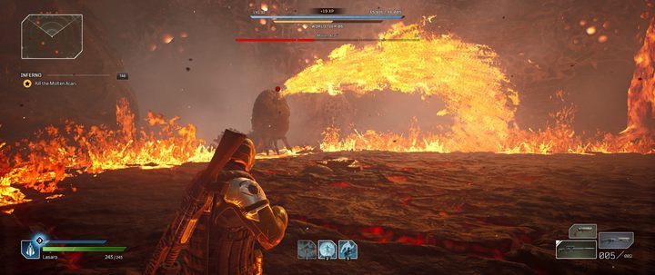 Performing this attack requires Acari to approach the edge of the arena - Outriders: Molten Acari - boss, how to defeat? - Bosses - Outriders Guide