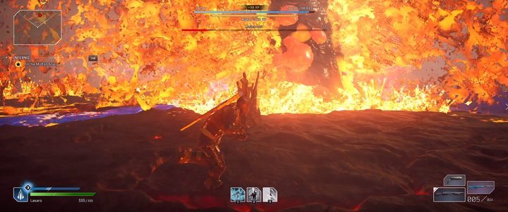 Straight line fire attacks can be seen only in the second stage of the fight - Outriders: Molten Acari - boss, how to defeat? - Bosses - Outriders Guide
