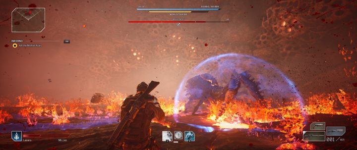 This area-of-effect attack can lock players into a small patch of the arena - Outriders: Molten Acari - boss, how to defeat? - Bosses - Outriders Guide