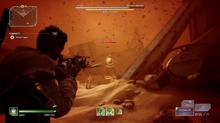 Before you start the second stage of the final boss fight in Outriders, you have to get to the sandy arena first - Outriders: Yagak, 2nd boss fight - how to defeat the final boss? - Bosses - Outriders Guide