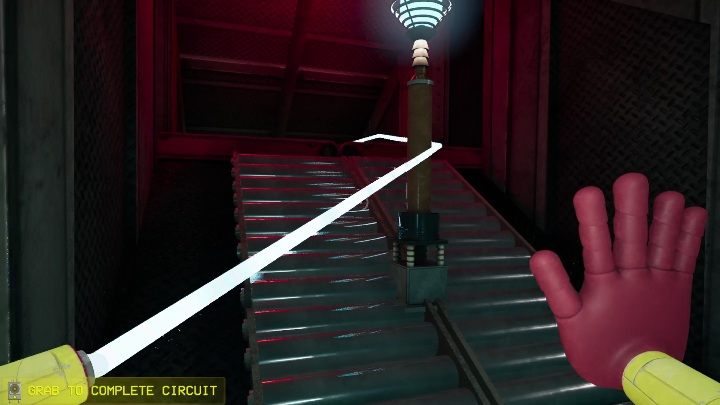Remember that as you walk, you have to connect "power" to the poles that will activate immediately after having contact with energy - Poppy Playtime: Conveyor - walkthrough - Chapter 1 - Poppy Playtime Guide, Walkthrough