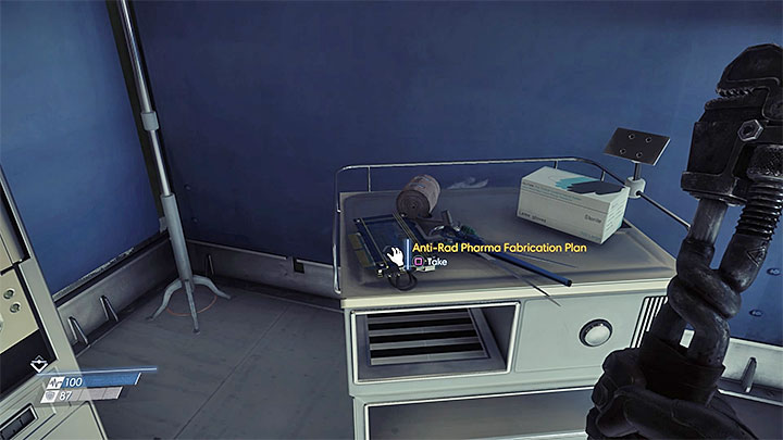 The plan can be found on one of the tables in the Medical Bay, a zone next to the Volunteer Testing found on the upper level of the Neuromod Division, an area which is unlocked after one of the story quests found in game - Plans - Secrets and important items - Prey Game Guide